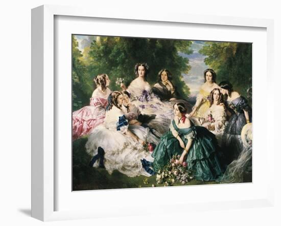 Portrait of the Empress Eugenie Surrounded by Her Ladies in Waiting-Franz Xaver Winterhalter-Framed Art Print