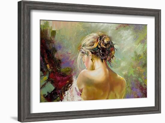 Portrait Of The Exposed Girl Behind-balaikin2009-Framed Art Print