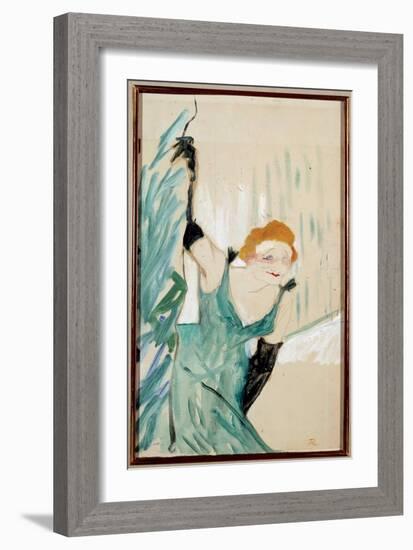 Portrait of the French Singer Yvette Guilbert (1867-1944) Saluting the Public Lithography by Henri-Henri de Toulouse-Lautrec-Framed Giclee Print