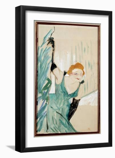 Portrait of the French Singer Yvette Guilbert (1867-1944) Saluting the Public Lithography by Henri-Henri de Toulouse-Lautrec-Framed Giclee Print