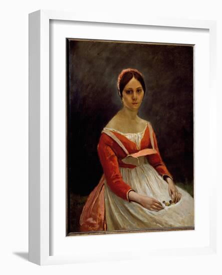 Portrait of the Girl (Oil on Canvas, 19Th Century)-Jean Baptiste Camille Corot-Framed Giclee Print