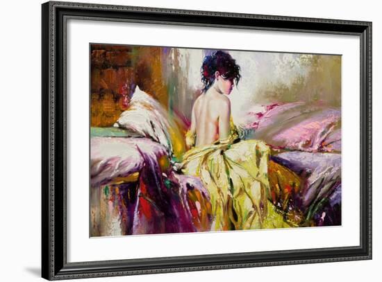 Portrait of the Girl on a Bed-balaikin2009-Framed Art Print