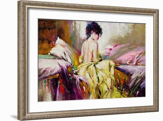 Portrait of the Girl on a Bed-balaikin2009-Framed Art Print