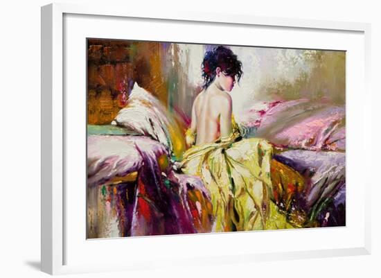 Portrait of the Girl on a Bed-balaikin2009-Framed Art Print