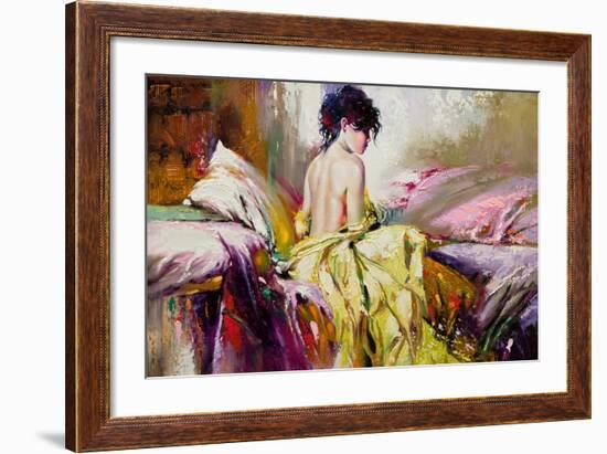 Portrait of the Girl on a Bed-balaikin2009-Framed Art Print