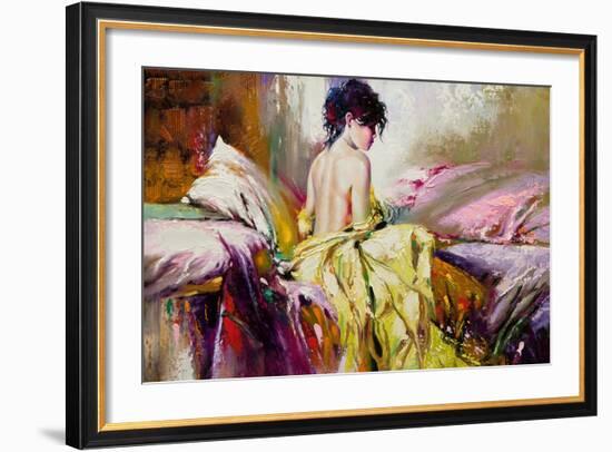 Portrait of the Girl on a Bed-balaikin2009-Framed Art Print