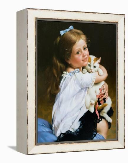 Portrait Of The Girl With A Cat-balaikin2009-Framed Stretched Canvas