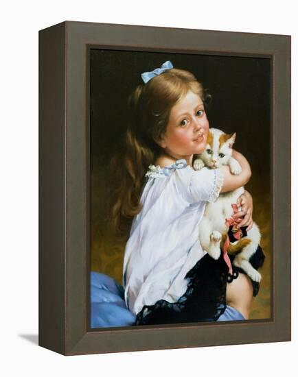 Portrait Of The Girl With A Cat-balaikin2009-Framed Stretched Canvas