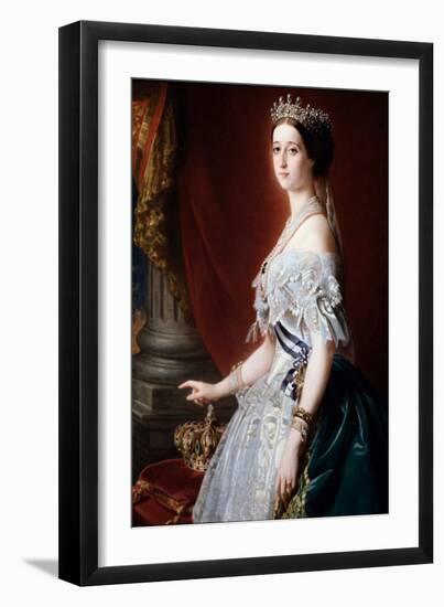 Portrait of the Impress of France Eugenie De Montijo. 19Th Century (Oil on Canvas)-Franz Xaver Winterhalter-Framed Giclee Print