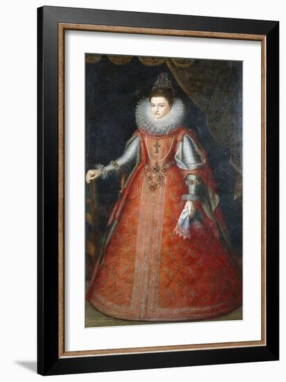 Portrait of the Infanta Isabella Eugenia, Standing Full-Length Wearing a Brocade Dress, 1593-Alonso Sanchez Coello-Framed Giclee Print