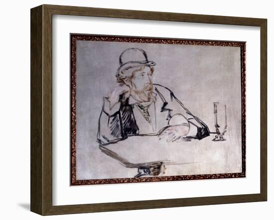 Portrait of the Irish Novelist Georges Moore (1852-1933) at the Cafe Drawing by Edouard Manet (1832-Edouard Manet-Framed Giclee Print