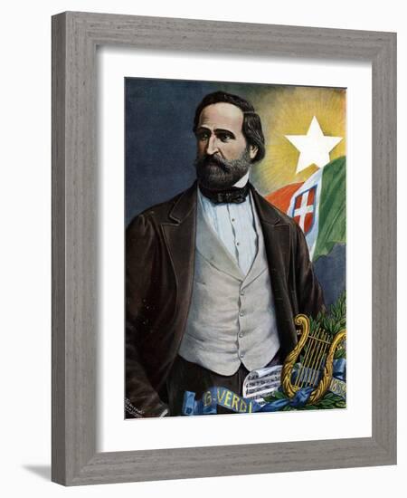 Portrait of the Italian Composer Giuseppe Verdi (1813-1901) Illustration by Tancredi Scarpelli (186-Tancredi Scarpelli-Framed Giclee Print