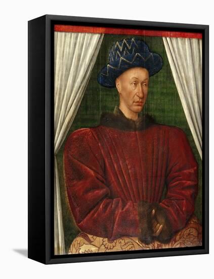 Portrait of the King Charles VII of France, 1445-1450-Jean Fouquet-Framed Premier Image Canvas