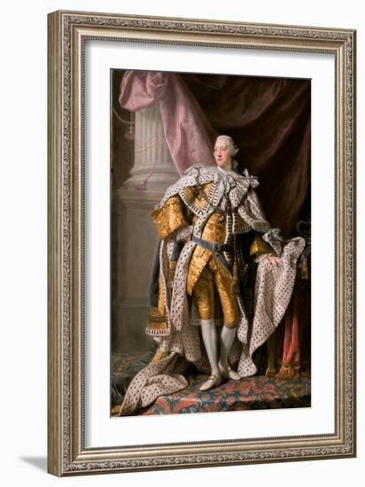 Portrait of the King George III of the United Kingdom (1738-182) in His Coronation Robes, Ca 1770-Ramsay-Framed Giclee Print