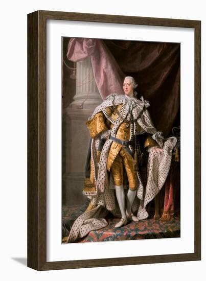 Portrait of the King George III of the United Kingdom (1738-182) in His Coronation Robes, Ca 1770-Ramsay-Framed Giclee Print