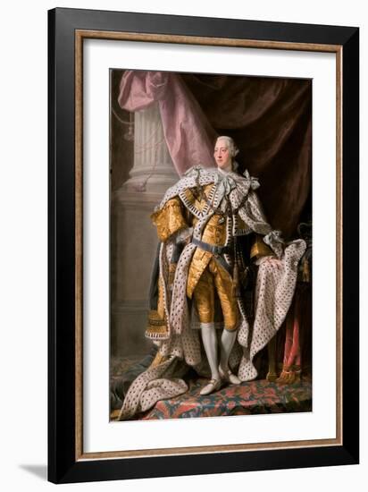 Portrait of the King George III of the United Kingdom (1738-182) in His Coronation Robes, Ca 1770-Ramsay-Framed Giclee Print