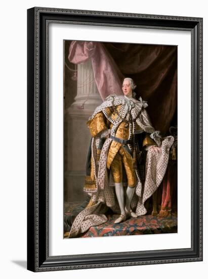 Portrait of the King George III of the United Kingdom (1738-182) in His Coronation Robes, Ca 1770-Ramsay-Framed Giclee Print