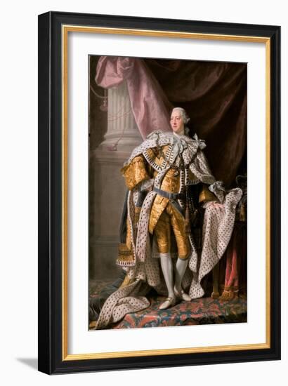 Portrait of the King George III of the United Kingdom (1738-182) in His Coronation Robes, Ca 1770-Ramsay-Framed Giclee Print