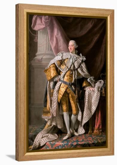 Portrait of the King George III of the United Kingdom (1738-182) in His Coronation Robes, Ca 1770-Ramsay-Framed Premier Image Canvas