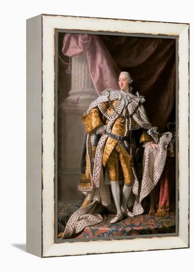 Portrait of the King George III of the United Kingdom (1738-182) in His Coronation Robes, Ca 1770-Ramsay-Framed Premier Image Canvas