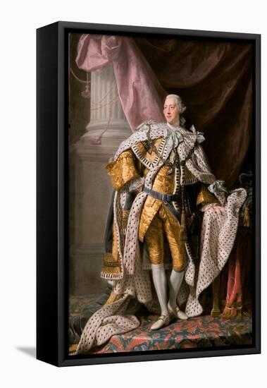 Portrait of the King George III of the United Kingdom (1738-182) in His Coronation Robes, Ca 1770-Ramsay-Framed Premier Image Canvas