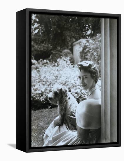 Portrait of the Late Princess Margaret with Her Dog-Cecil Beaton-Framed Premier Image Canvas