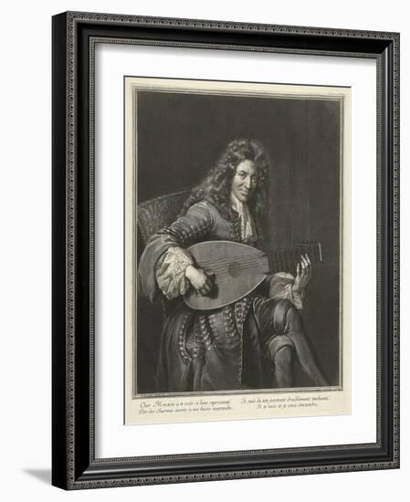 Portrait of the Lutenist and Composer Charles Mouton (C. 1626-171), Ca. 1695-Gerard Edelinck-Framed Giclee Print