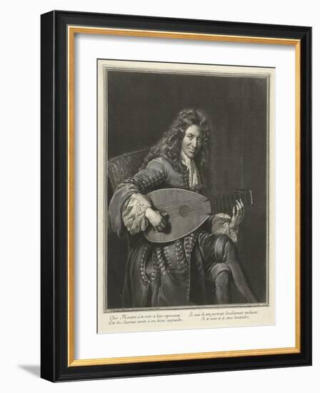 Portrait of the Lutenist and Composer Charles Mouton (C. 1626-171), Ca. 1695-Gerard Edelinck-Framed Giclee Print