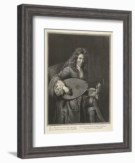 Portrait of the Lutenist and Composer Charles Mouton (C. 1626-171), Ca. 1695-Gerard Edelinck-Framed Giclee Print