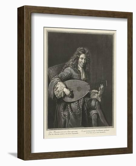 Portrait of the Lutenist and Composer Charles Mouton (C. 1626-171), Ca. 1695-Gerard Edelinck-Framed Giclee Print