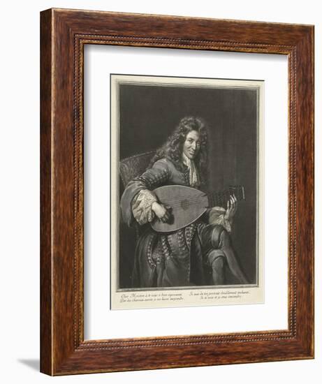 Portrait of the Lutenist and Composer Charles Mouton (C. 1626-171), Ca. 1695-Gerard Edelinck-Framed Giclee Print