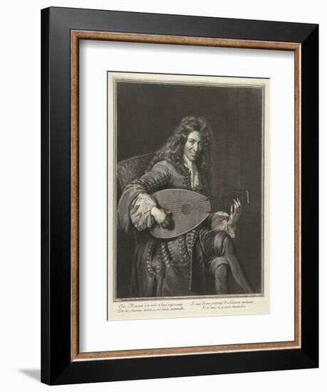 Portrait of the Lutenist and Composer Charles Mouton (C. 1626-171), Ca. 1695-Gerard Edelinck-Framed Giclee Print