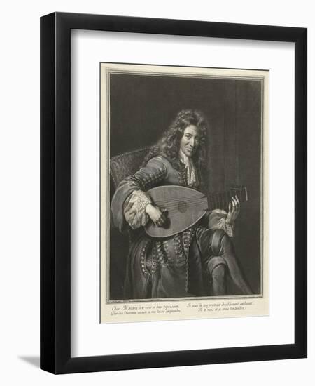 Portrait of the Lutenist and Composer Charles Mouton (C. 1626-171), Ca. 1695-Gerard Edelinck-Framed Giclee Print