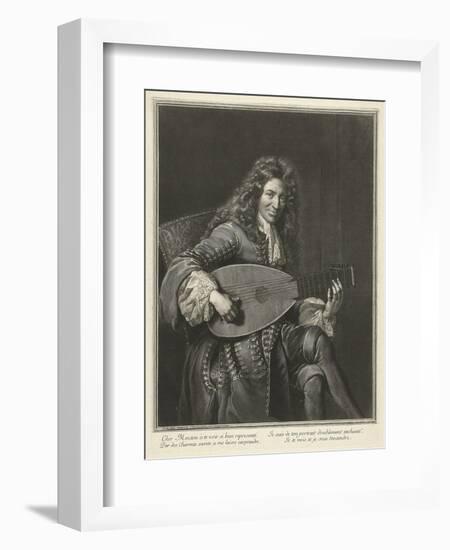 Portrait of the Lutenist and Composer Charles Mouton (C. 1626-171), Ca. 1695-Gerard Edelinck-Framed Giclee Print