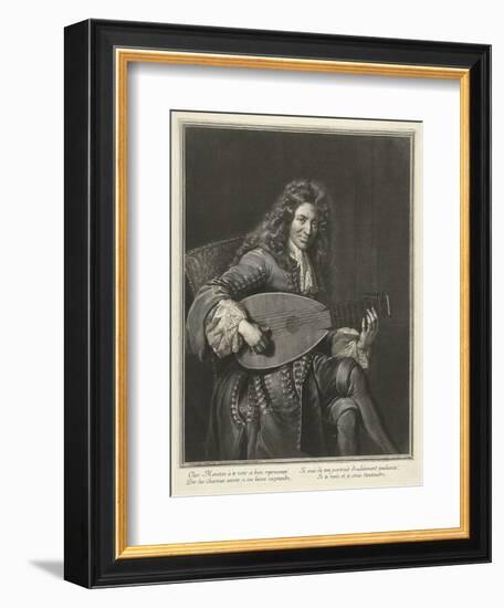 Portrait of the Lutenist and Composer Charles Mouton (C. 1626-171), Ca. 1695-Gerard Edelinck-Framed Giclee Print