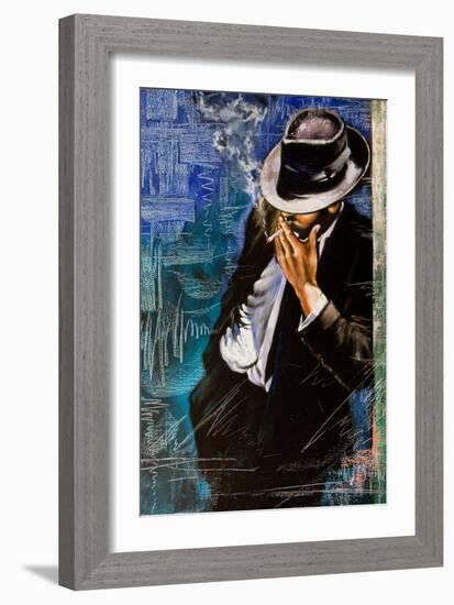 Portrait Of The Man With A Cigarette-balaikin2009-Framed Art Print