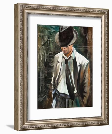 Portrait Of The Man With A Cigarette-balaikin2009-Framed Art Print