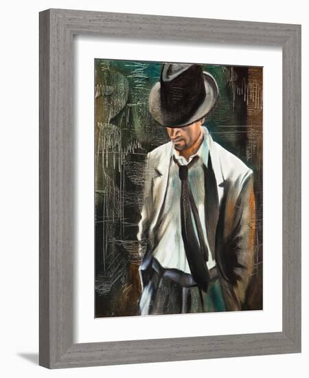 Portrait Of The Man With A Cigarette-balaikin2009-Framed Art Print