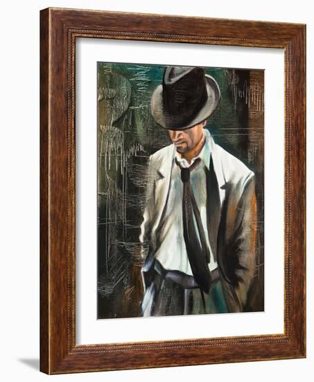 Portrait Of The Man With A Cigarette-balaikin2009-Framed Art Print