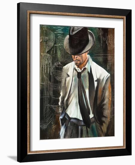 Portrait Of The Man With A Cigarette-balaikin2009-Framed Art Print