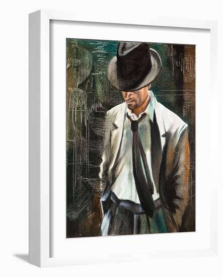 Portrait Of The Man With A Cigarette-balaikin2009-Framed Art Print