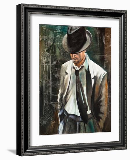 Portrait Of The Man With A Cigarette-balaikin2009-Framed Art Print