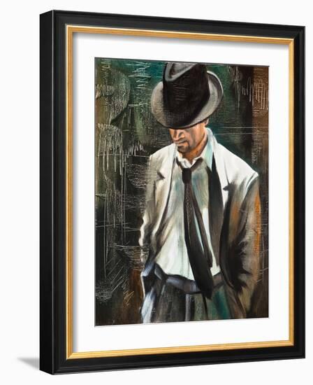 Portrait Of The Man With A Cigarette-balaikin2009-Framed Art Print