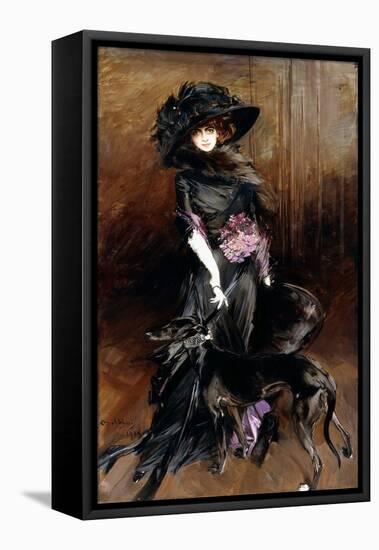 Portrait of the Marchesa Luisa Casati, with a Greyhound, 1908 (Oil on Canvas)-Giovanni Boldini-Framed Premier Image Canvas