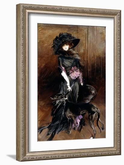 Portrait of the Marchesa Luisa Casati, with a Greyhound, 1908 (Oil on Canvas)-Giovanni Boldini-Framed Giclee Print