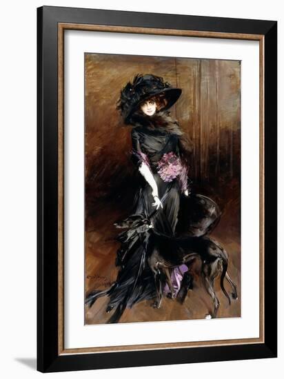 Portrait of the Marchesa Luisa Casati, with a Greyhound, 1908 (Oil on Canvas)-Giovanni Boldini-Framed Giclee Print