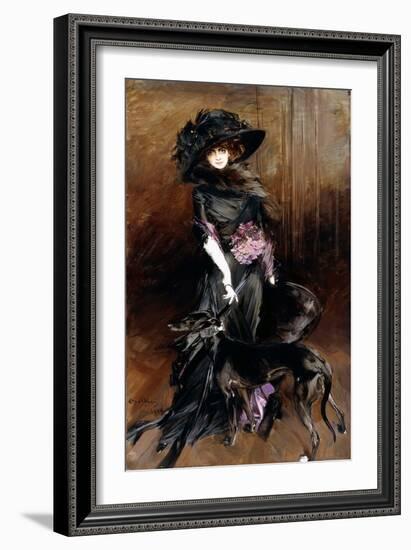 Portrait of the Marchesa Luisa Casati, with a Greyhound, 1908 (Oil on Canvas)-Giovanni Boldini-Framed Giclee Print