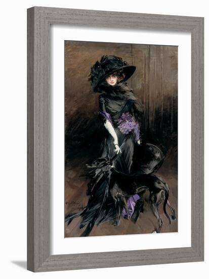 Portrait of the Marchesa Luisa Casati with a Greyhound, 1908-Giovanni Boldini-Framed Giclee Print