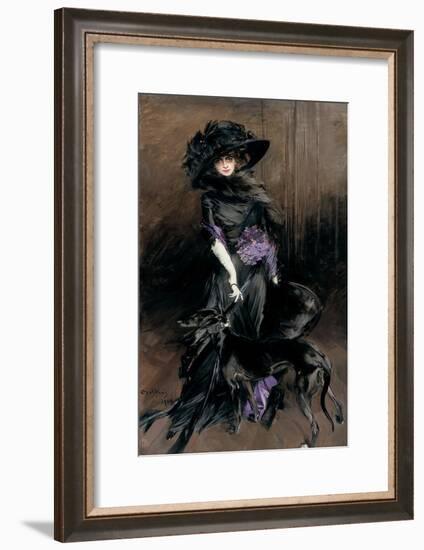 Portrait of the Marchesa Luisa Casati with a Greyhound, 1908-Giovanni Boldini-Framed Giclee Print