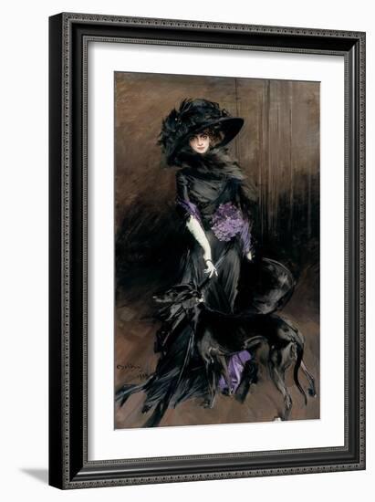 Portrait of the Marchesa Luisa Casati with a Greyhound, 1908-Giovanni Boldini-Framed Giclee Print